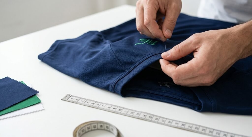 custom sportswear sample quality check stitching